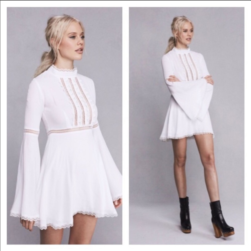 For love and lemons bell sleeve white boho dress
